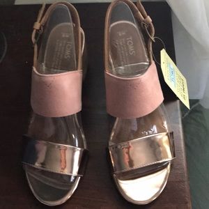 Toms Poppy Sandals Bloom Suede/Rose Gold Sandal